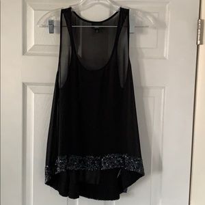 Mossimo black mesh high low tank